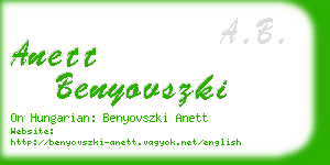 anett benyovszki business card